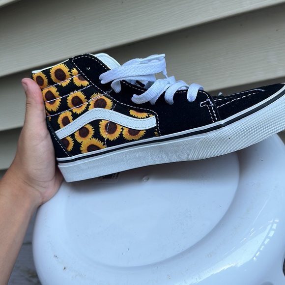 Vans Sunflower yellow and black high top sneaker girls kids size 3 - Picture 12 of 13